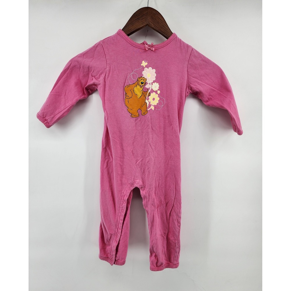 Vintage Bear in the Big Blue House Pink Long Sleeve One Piece Romper 24 Months